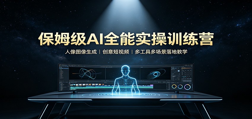 保姆级AI全能实操训练营：人像图像生成，创意短视频，多工具多场景落地教学-副业研究所