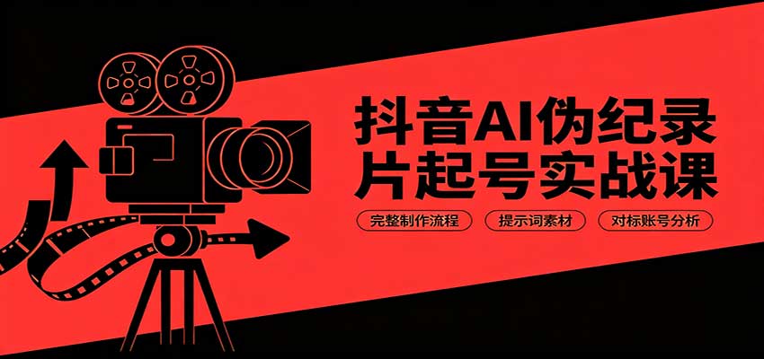 抖音AI伪纪录片起号实战课：完整制作流程，提示词素材，对标账号分析-副业研究所