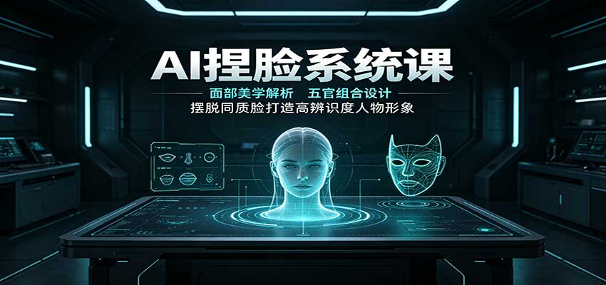 AI捏脸系统课：面部美学解析，五官组合设计，摆脱同质脸打造高辨识度人物形象-副业研究所