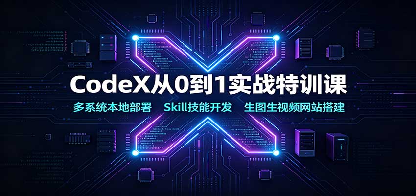 CodeX从0到1实战特训课：多系统本地部署，Skill技能开发，生图生视频网站搭建-副业研究所