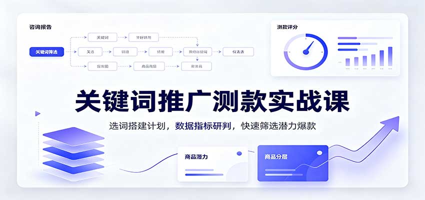 关键词推广测款实战课：选词搭建计划，数据指标研判，快速筛选潜力爆款-副业研究所
