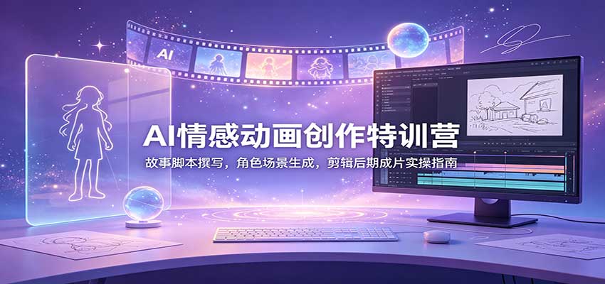 AI情感动画创作特训营：故事脚本撰写，角色场景生成，剪辑后期成片实操指南-副业研究所