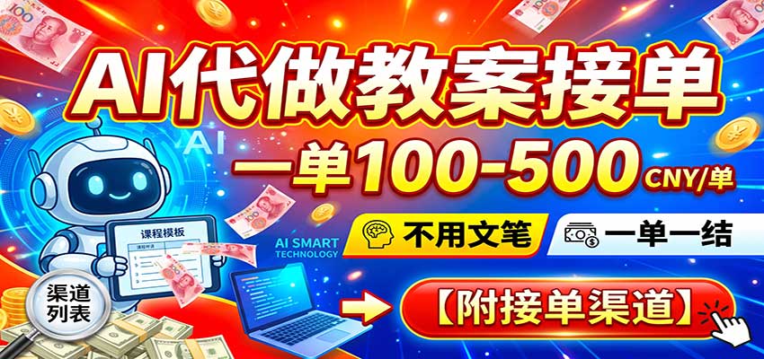 AI代做教案接单，一单100-500，不用文笔，一单一结，附接单渠道-副业研究所