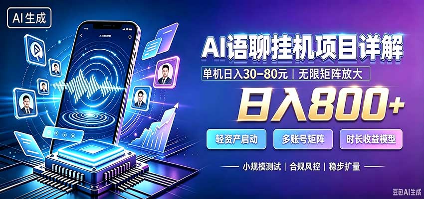 AI语聊挂机，日入800+，适用个人副业，工作室矩阵操作-副业研究所
