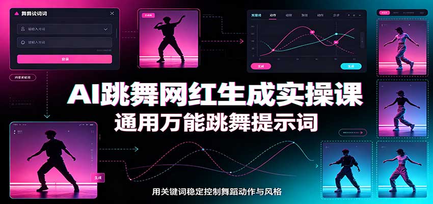 AI跳舞网红生成实操课：通用万能跳舞提示词，多模型适配，人物舞蹈视频制作全套教学-副业研究所