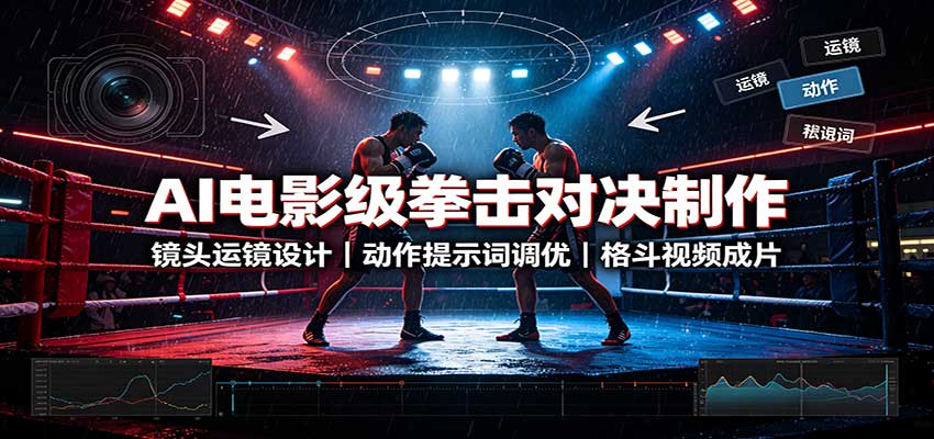 AI电影级拳击对决制作：镜头运镜设计，动作提示词调优，格斗视频成片-副业研究所