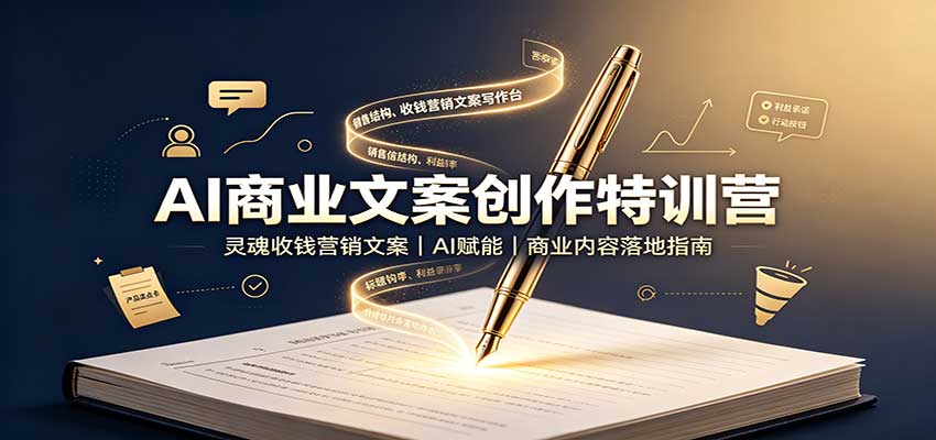 AI商业文案创作特训营：灵魂收钱营销文案，AI赋能，商业内容落地指南-副业研究所