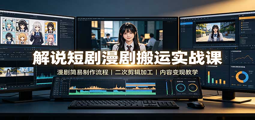 解说短剧漫剧搬运实战课：漫剧简易制作流程，二次剪辑加工，内容变现教学-副业研究所
