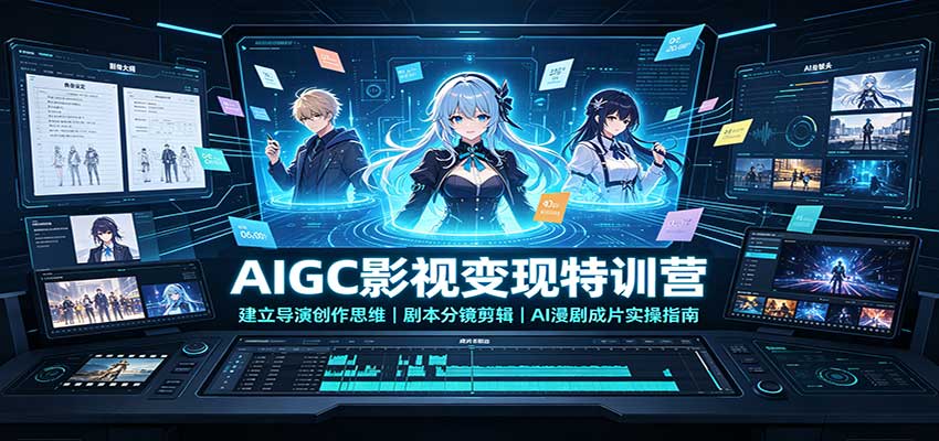 AIGC影视变现特训营：建立导演创作思维，剧本分镜剪辑，AI漫剧成片实操指南-副业研究所