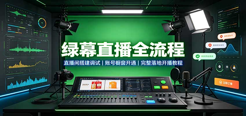 绿幕直播全流程：直播间搭建调试，账号橱窗开通，完整落地开播教程-副业研究所