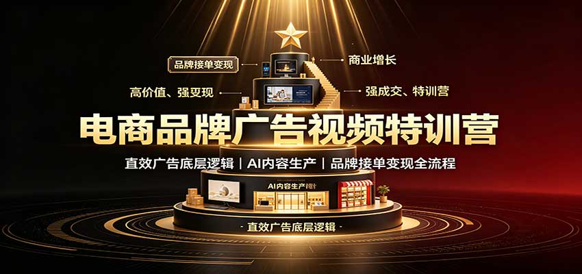 电商品牌广告视频特训：直效广告底层逻辑，AI内容生产，品牌接单变现全流程-副业研究所