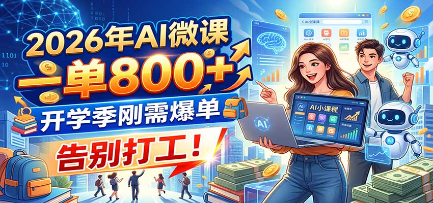 2026年AI微课，一单800+，开学季刚需爆单，告别打工！-副业研究所