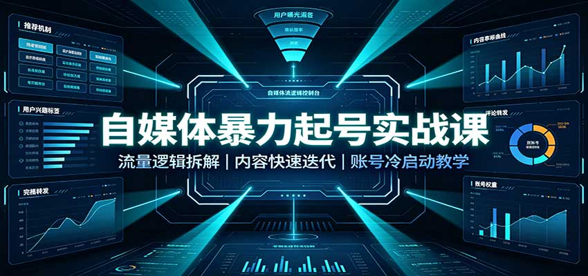 自媒体暴力起号实战课：流量逻辑拆解，内容快速迭代，账号冷启动教学-副业研究所