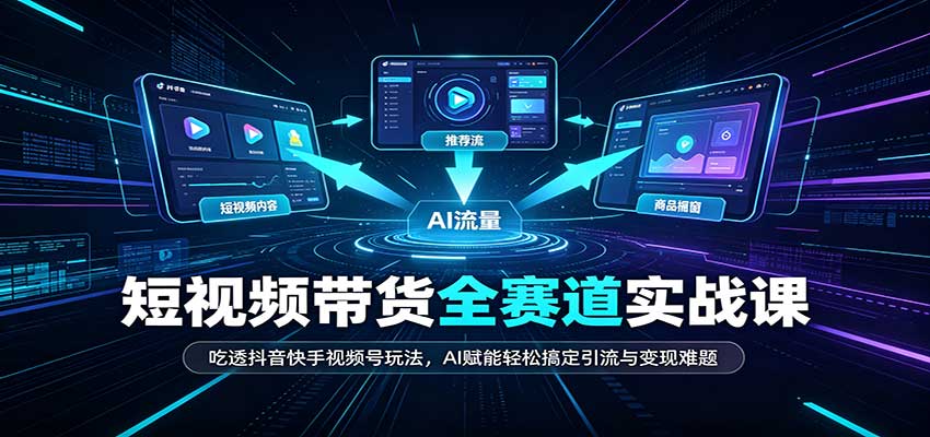 短视频带货全赛道：吃透抖音快手视频号玩法，AI赋能轻松搞定引流与变现难题-副业研究所