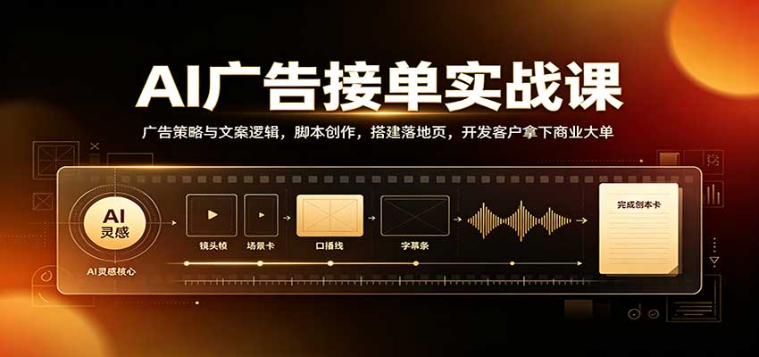 AI广告接单实战：广告策略与文案逻辑，脚本创作，搭建落地页，开发客户拿下商业大单-副业研究所