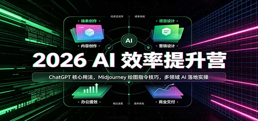 2026AI效率提升营：ChatGPT核心用法，Midjourney绘图指令技巧，多领域A-副业研究所