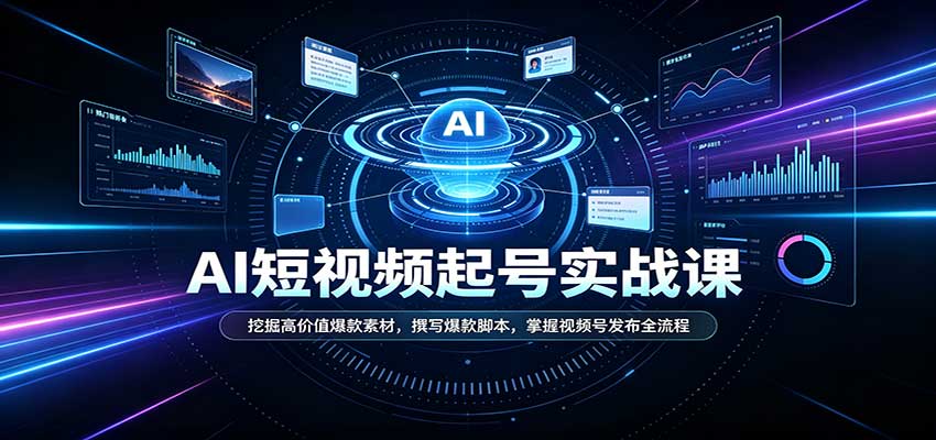 短视频AI起号实战课：挖掘高价值爆款素材，撰写爆款脚本，掌握视频号发布全流程-副业研究所