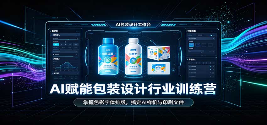 AI赋能包装设计行业训练营：掌握色彩字体排版，搞定AI样机与印刷文件-副业研究所