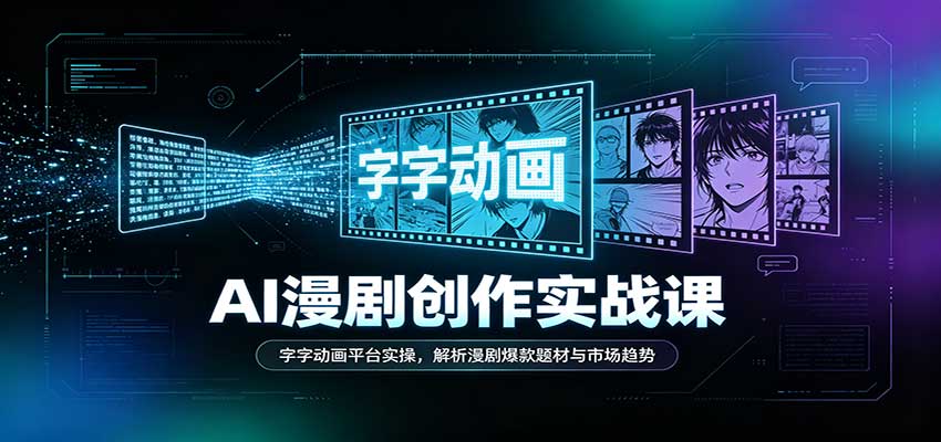 AI漫剧创作实战课：字字动画平台实操，解析漫剧爆款题材与市场趋势-副业研究所