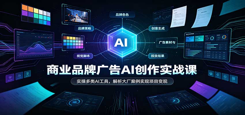 商业品牌广告AI创作实战课：实操多类AI工具，解析大厂案例实现项目变现-副业研究所