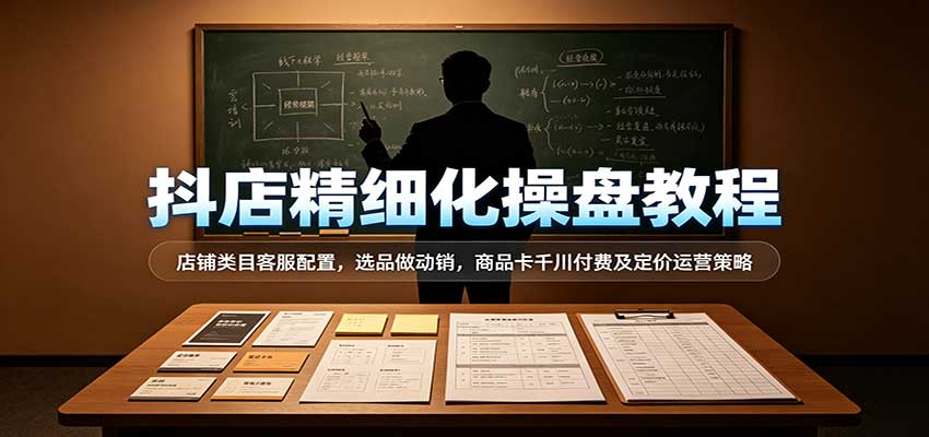 抖店精细化操盘教程：店铺类目客服配置，选品做动销，商品卡千川付费及定价运营策略-副业研究所
