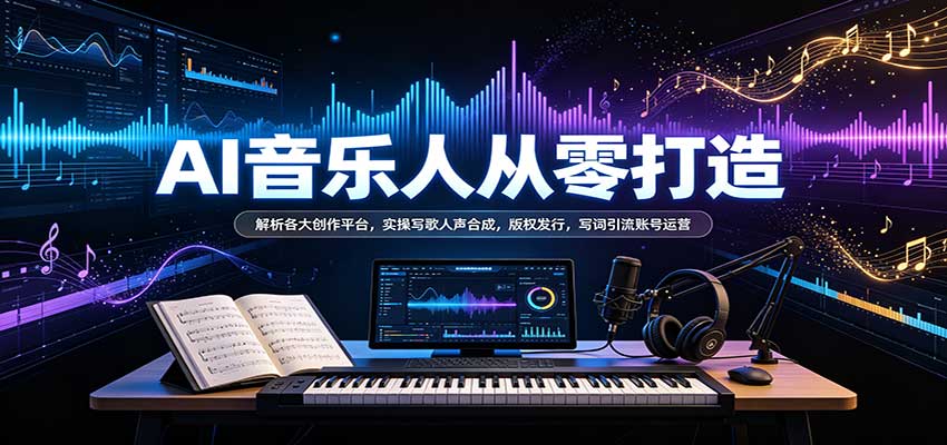 AI音乐人从零打造：解析各大创作平台，实操写歌人声合成，版权发行，写词引流账号运营-副业研究所