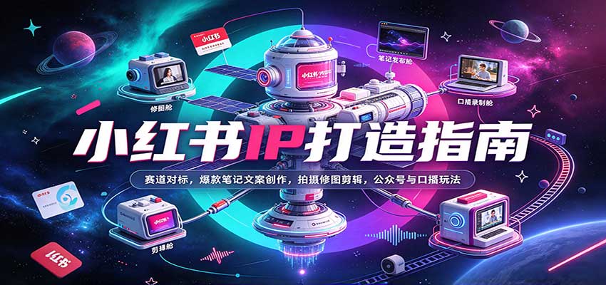 小红书IP打造指南：赛道对标，爆款笔记文案创作，拍摄修图剪辑，公众号与口播玩法-副业研究所
