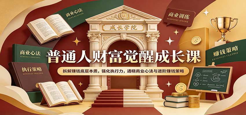 普通人财富觉醒成长课：拆解赚钱底层本质，强化执行力，通晓商业心法与进阶赚钱策略-副业研究所