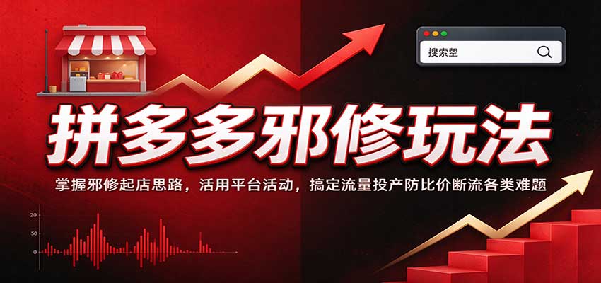 拼多多邪修玩法：掌握邪修起店思路，活用平台活动，搞定流量投产防比价断流各类难题-副业研究所