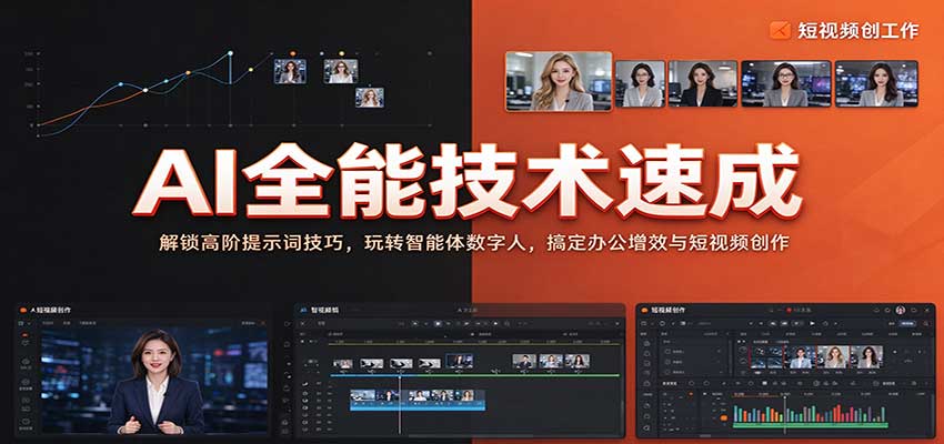 AI全能技术速成：解锁高阶提示词技巧，玩转智能体数字人，搞定办公增效与短视频创作-副业研究所