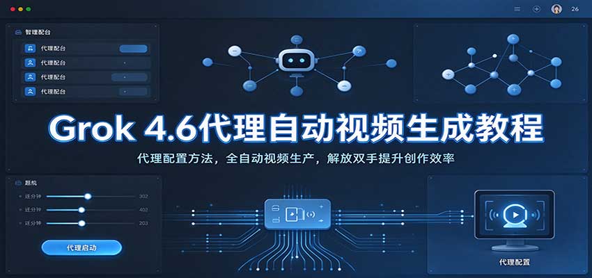 Grok4.6代理自动视频生成教程：代理配置方法，全自动视频生产，解放双手提升创作效率-副业研究所