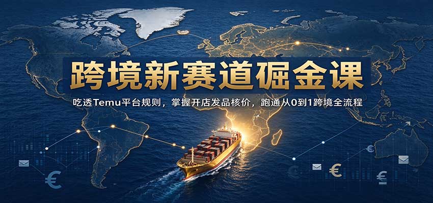 跨境新赛道掘金课：吃透Temu平台规则，掌握开店发品核价，跑通从0到1跨境全流程-副业研究所