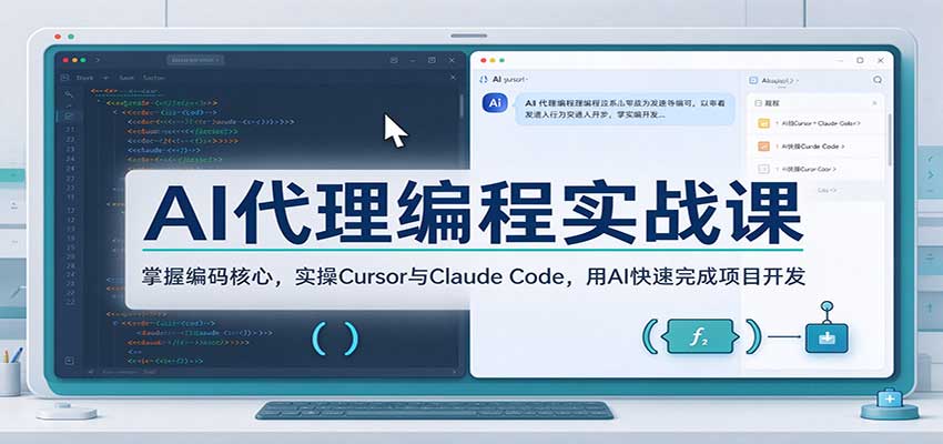 AI代理编程实战课：掌握编码核心，实操Cursor与ClaudeCode，用AI快速完成项-副业研究所