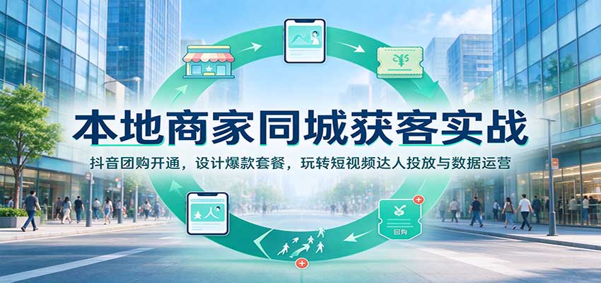 本地商家同城获客实战：抖音团购开通，设计爆款套餐，玩转短视频达人投放与数据运营-副业研究所