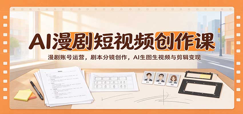 AI漫剧短视频创作课：漫剧账号运营，剧本分镜创作，AI生图生视频与剪辑变现-副业研究所