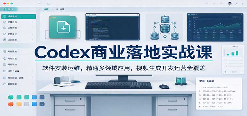 Codex商业落地实战课：软件安装运维，精通多领域应用，视频生成开发运营全覆盖-副业研究所
