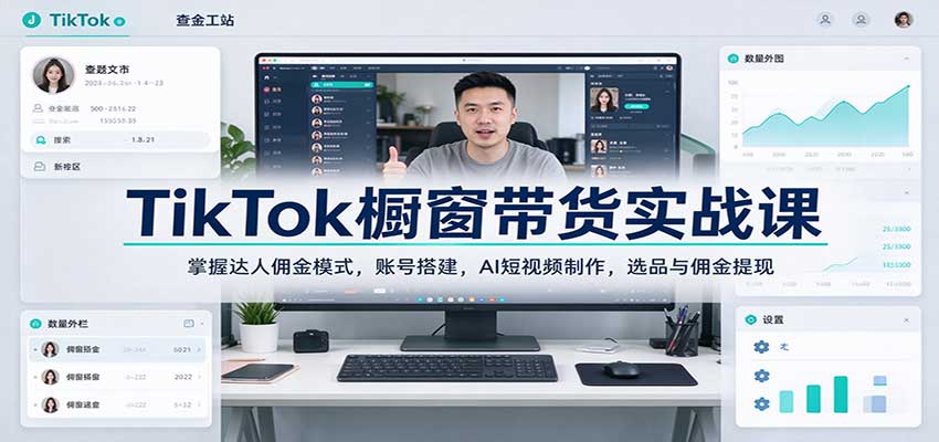 TikTok橱窗带货实战课：掌握达人佣金模式，账号搭建，AI短视频制作，选品与佣金提现-副业研究所