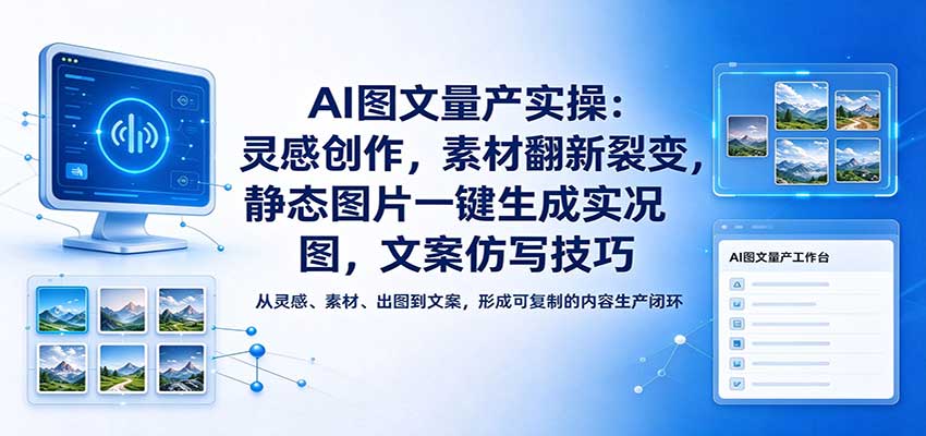 AI图文量产实操：灵感创作，素材翻新裂变，静态图片一键生成实况图，文案仿写技巧-副业研究所