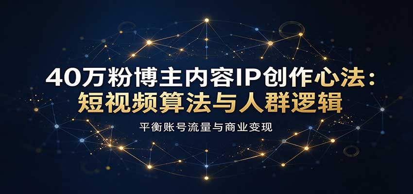 40万粉博主内容IP创作心法：短视频算法与人群逻辑，平衡账号流量与商业变现-副业研究所