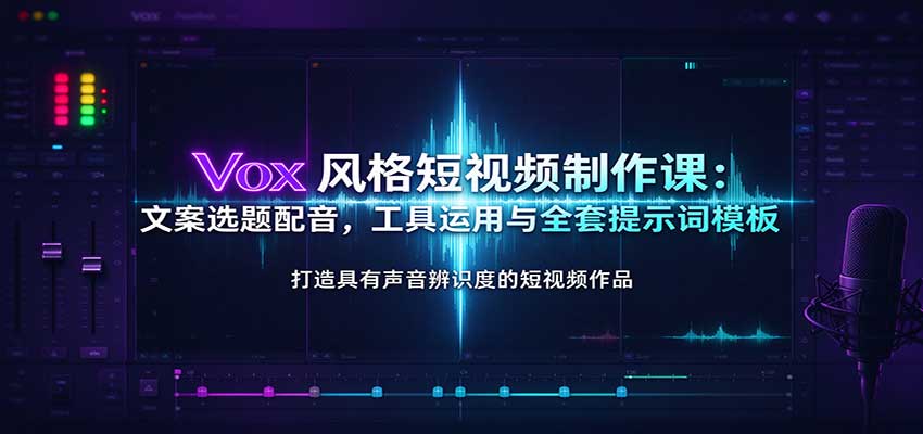 Vox风格短视频制作课：文案选题配音，工具运用与全套提示词模板-副业研究所