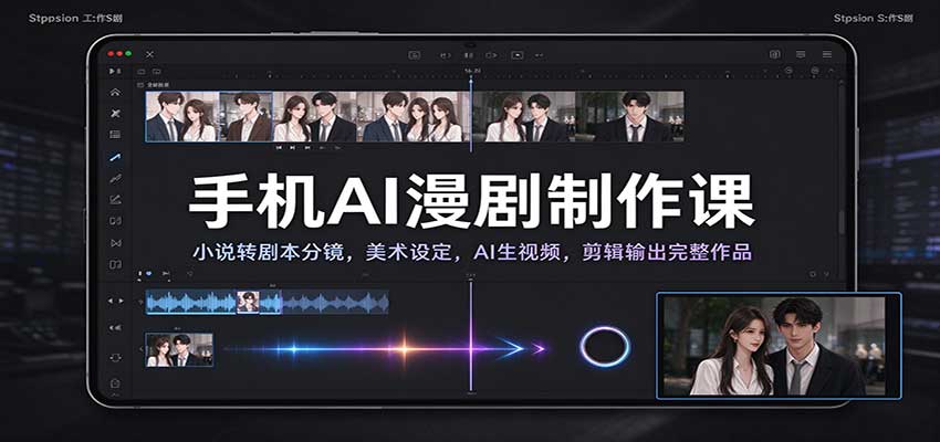 手机AI漫剧制作课：小说转剧本分镜，美术设定，AI生视频，剪辑输出完整作品-副业研究所