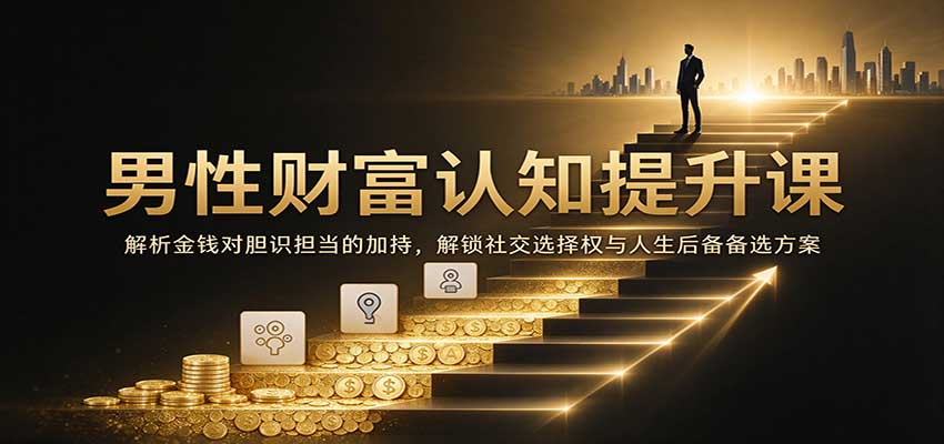 男性财富认知提升课：解析金钱对胆识担当的加持，解锁社交选择权与人生后备备选方案-副业研究所
