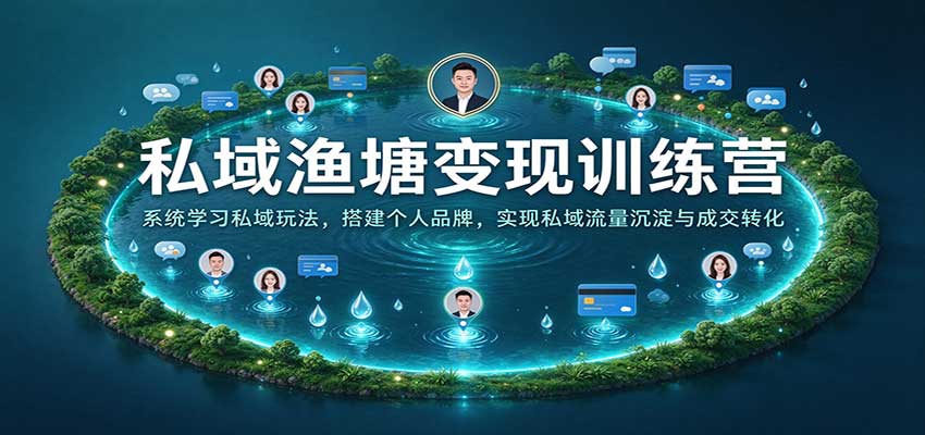 私域渔塘变现训练营：系统学习私域玩法，搭建个人品牌，实现私域流量沉淀与成交转化-副业研究所