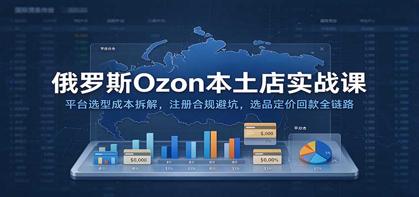 俄罗斯Ozon本土店实战课：平台选型成本拆解，注册合规避坑，选品定价回款全链路-副业研究所