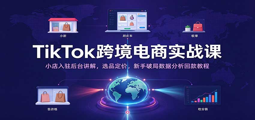 TikTok跨境电商实战课：小店入驻后台讲解，选品定价，新手破局数据分析回款教程-副业研究所