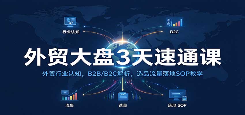 外贸大盘3天速通课：外贸行业认知，B2B/B2C解析，选品流量落地SOP教学-副业研究所