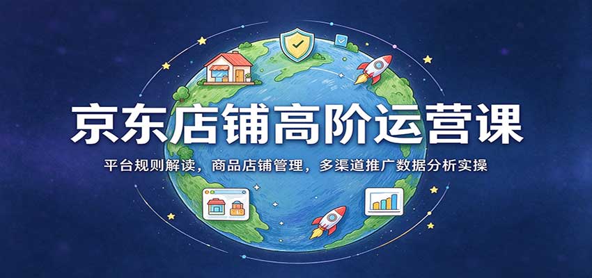 京东店铺高阶运营课：平台规则解读，商品店铺管理，多渠道推广数据分析实操