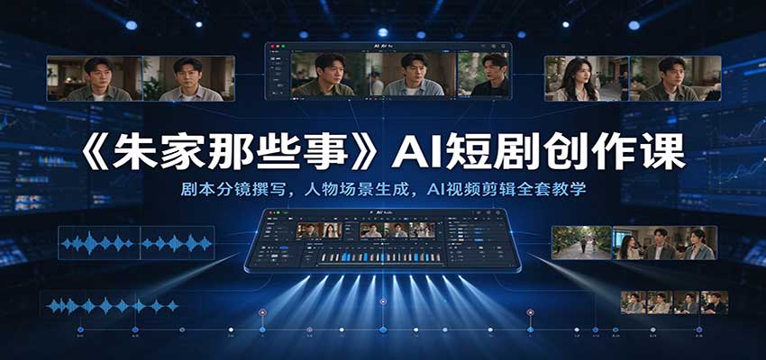 《朱家那些事》AI短剧创作课：剧本分镜撰写，人物场景生成，AI视频剪辑全套教学-副业研究所