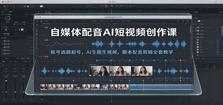 自媒体配音AI短视频创作课：账号选题起号，AI生图生视频，脚本配音剪辑全套教学-副业研究所