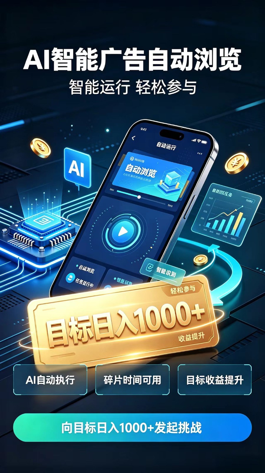 AI智能广告自动浏览项目，轻量操作稳定收益，低门槛自动挂机，闲暇时间轻松赚取收益-副业研究所